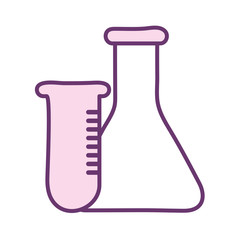 Science flask and tube line style icon vector design