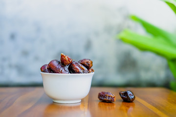 closeup dried date palm fruits or kurma, ramadan (ramazan) food