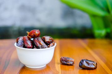 closeup dried date palm fruits or kurma, ramadan (ramazan) food