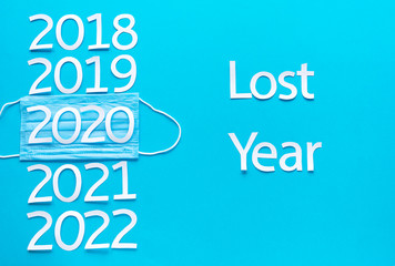 Top view with concept about 2020 is lost year