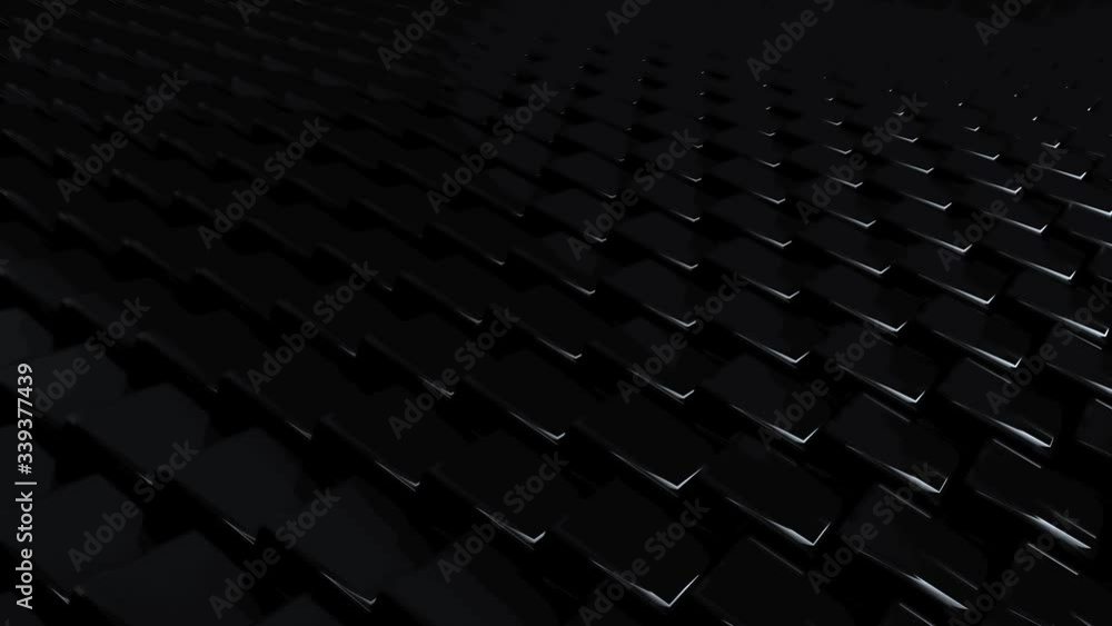 Aufkleber abstract hexagon black glossy geometric surface loop: wavy motion background