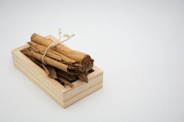 Chunks of Cinnamon spice - Cinnamomum verum.