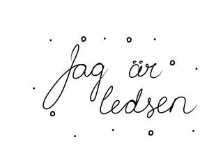 Jag är ledsen phrase handwritten with a calligraphy brush. I apologize in swedish. Modern brush calligraphy. Isolated word black