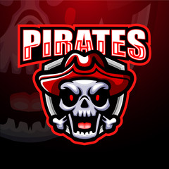 Pirate skull esport mascot logo design