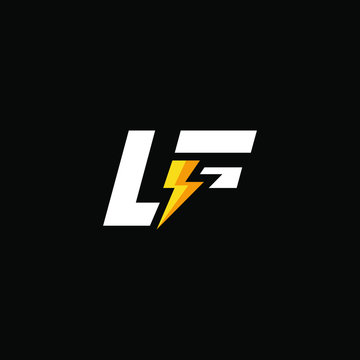 Initial Letter LF with Lightning	
