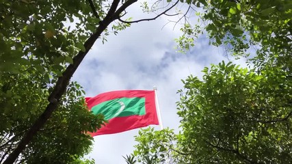 Maldivian flag fluttering in the capital, Male