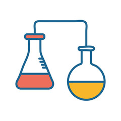 Science flasks line and fill style icon vector design