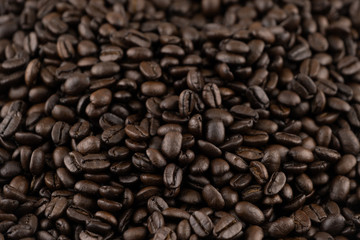 Roasted coffee beans for background pattern texture