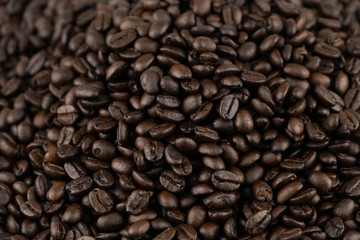 Roasted coffee beans for background pattern texture