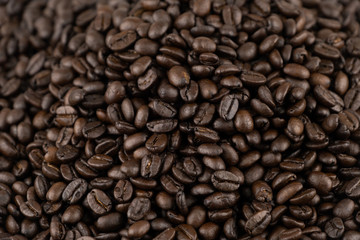 Roasted coffee beans for background pattern texture