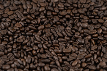 Roasted coffee beans for background pattern texture