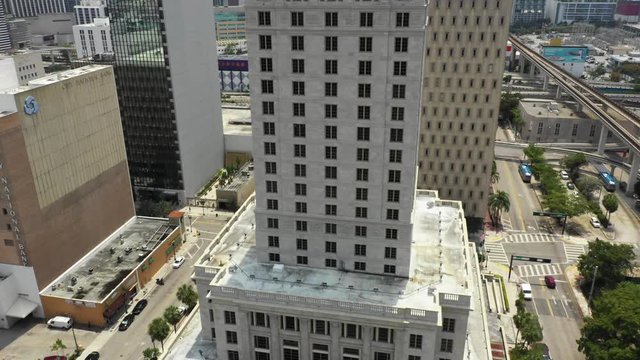 Aerial reveal Miami Dade historic courthouse