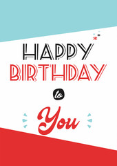 Happy Birthday Retro Vintage Illustration Vector Graphic Art Works Red White Blue Black Poster Greeting Cards