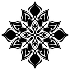 Simple Mandala on white isolated background in black color. Decorative hand drawn mandala.