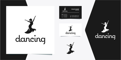 Dancing Woman Logo - Premium vector