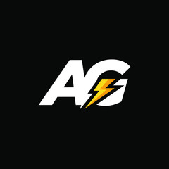 Initial Letter AG with Lightning