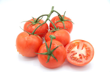 fresh tomato on white background