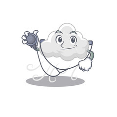 Cloudy windy in doctor cartoon character with tools