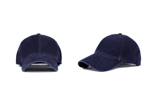 Dark Blue Baseball Cap, Front And Side View