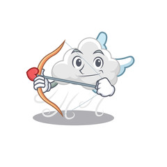 Cloudy windy in cupid cartoon character with arrow and wings