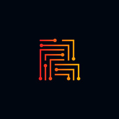 Letter R tech logo