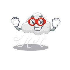 A cartoon character of cloudy windy performed as a Super hero