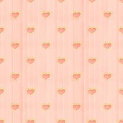 Seamless watercolor heart pattern on paper texture. Valentine's day background