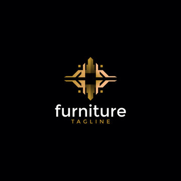 luxury furniture, interior, decoration logo template design