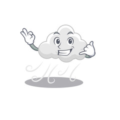 Cartoon design of cloudy windy with call me funny gesture