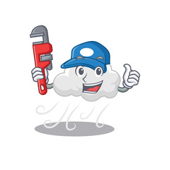 Cloudy windy Smart Plumber cartoon character design with tool