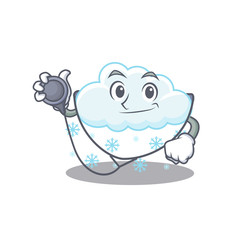 Snowy cloud in doctor cartoon character with tools