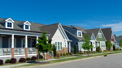 Street of residential suburban homes 
