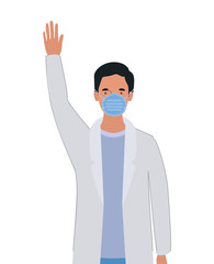 Man doctor with uniform and mask vector design