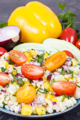 Salad with vegetables and bulgur groats. Healthy meal containing vitamins and minerals