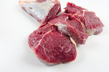 Beef tender chuck isolated on white.