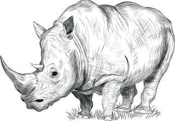  Rhino animal Safari vector black and white coloring