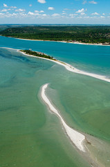 Coroa do Avião small island located in Igarassu, near Recife, Pernambuco, Brazil on March 3, 2010. It is basically a sand bank covered with vegetation and some constructions. Aerial view