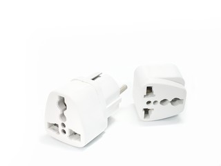 socket plug adapters isolated on white background with copy space. extension plug.