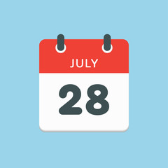 Icon calendar day 28 July, summer days of the year
