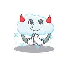 Snowy cloud dressed as devil cartoon character design style