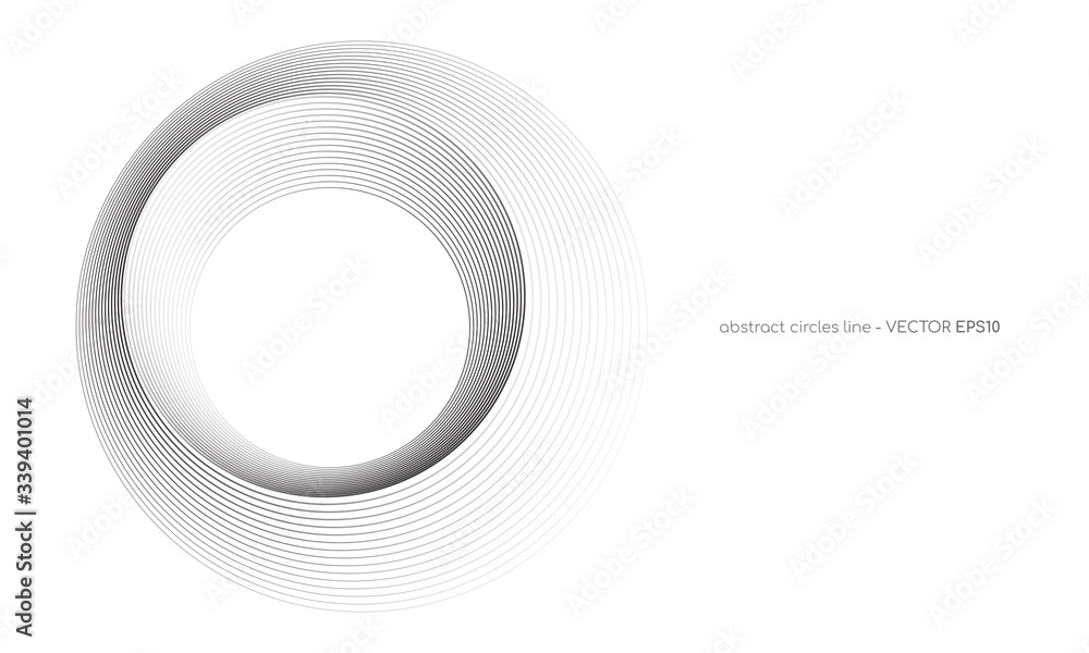 Poster abstract circles lines pattern round frame isolated on white background. Vector illustration in concept digital, technology, modern, science.