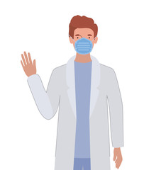 Man doctor with uniform and mask vector design
