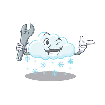 A picture of snowy cloud mechanic mascot design concept