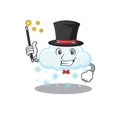 An attractive Magician of snowy cloud cartoon design