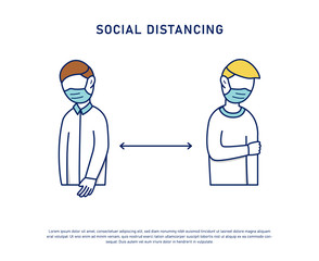 Social distancing prevention keep distance fight coronavirus pandemic virus covid-19 vector illustration concept