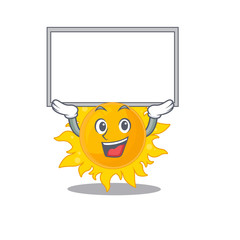 Mascot design of summer sun lift up a board