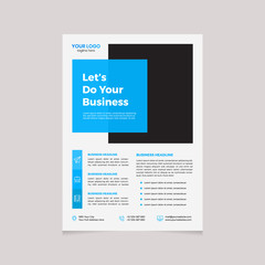 Blue black color corporate services flyer template design
