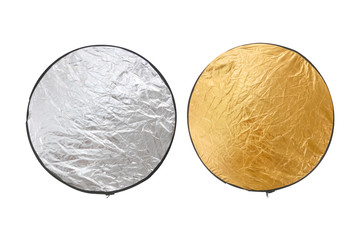 Reflector silver and gold light for photography Isolated with clipping path