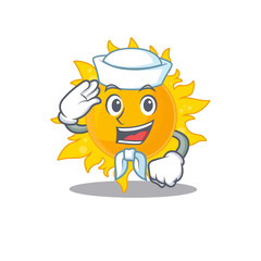 Sailor cartoon character of summer sun with white hat