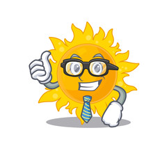 An elegant summer sun Businessman mascot design wearing glasses and tie